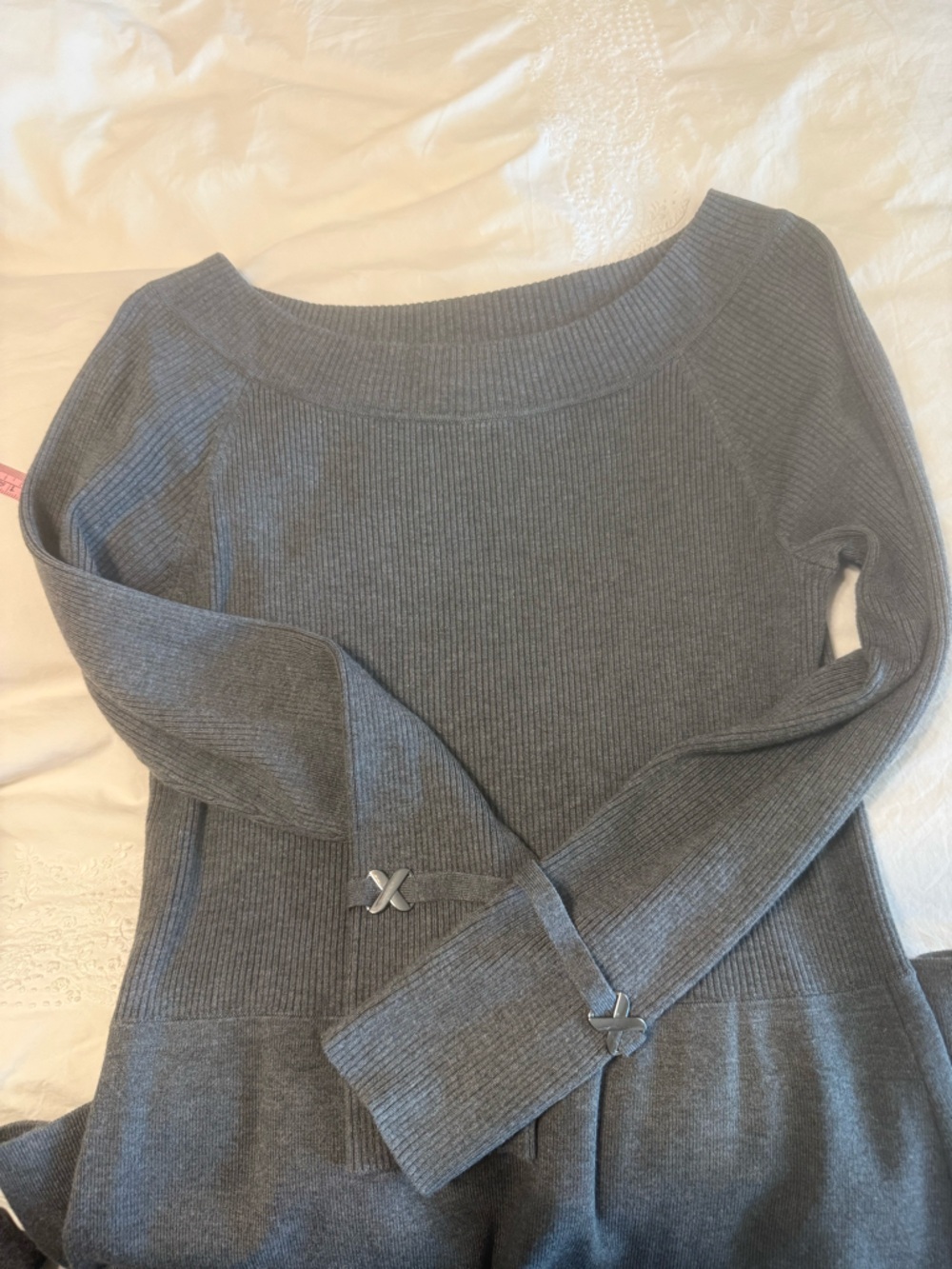 🩶WHBM Boat Neck Dark Grey Sweater Dress - size Large🩶
